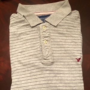 Gray American Eagle Polo w/ Dark Grey Stripes